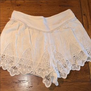 cream lace shorts